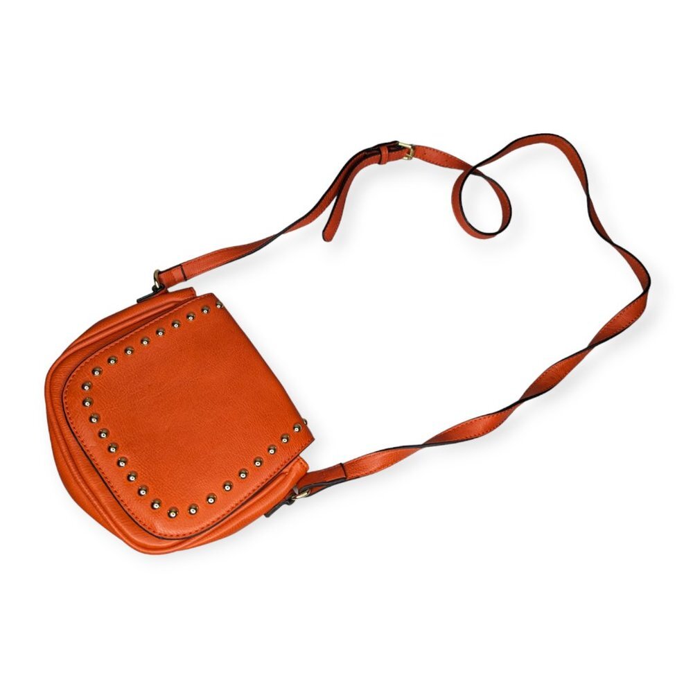 Mossimo Orange Faux Leather Bag w/ Adjustable Strap and Metal Stud Accent